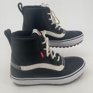 Vans Standard Mid Snow MTE Mens 7 Black White Waterproof Winter Boots Leather